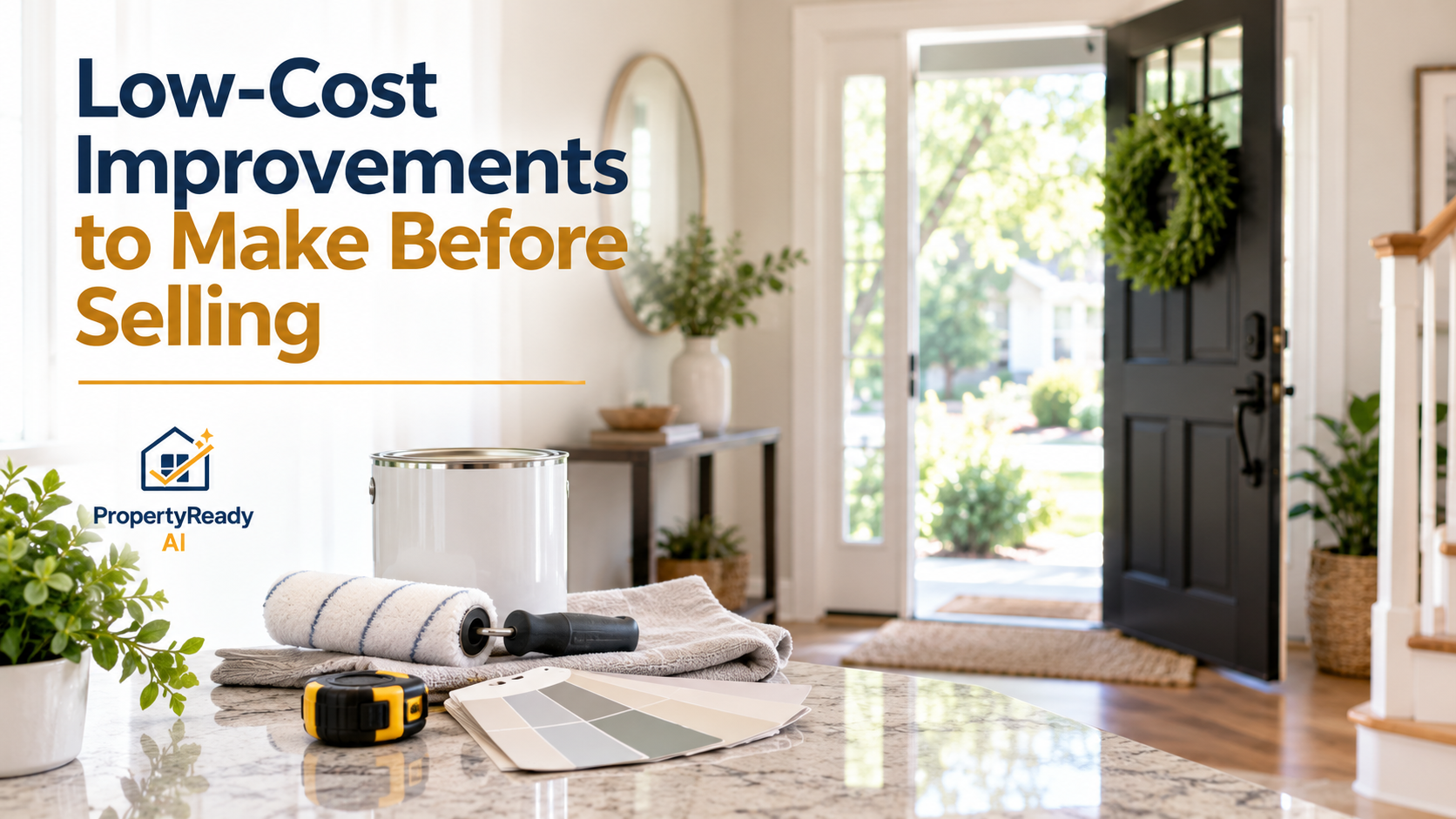Homeowner making simple, low-cost improvements to prepare a bright, tidy home for sale.